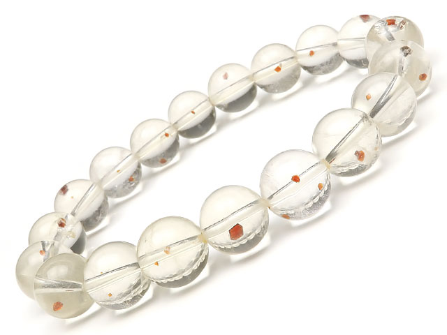 ガーネットインクォーツ 丸玉ブレス 10～11mm No.18【1点もの】▽ ガーネット Garnet 1月の誕生石 水晶 Crystal 4月の誕生石 ブレスレット 数珠 ラウンド 天然石 ビーズ パワーストーン パーツ アクセサリー 素材 材料