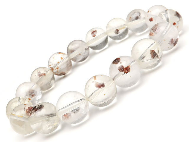 ガーネットインクォーツ 丸玉ブレス 12mm No.27【1点もの】▽ ガーネット Garnet 1月の誕生石 水晶 Crystal 4月の誕生石 ブレスレット 数珠 ラウンド 天然石 ビーズ パワーストーン パーツ アクセサリー 素材 材料|BELLPIERI