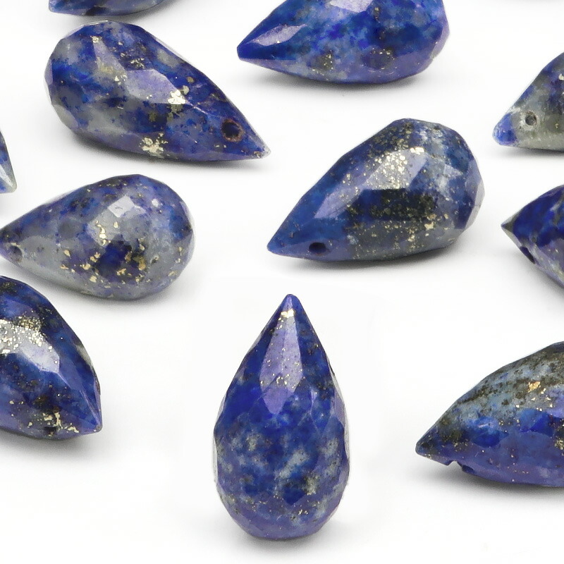 【粒販売】ラピスラズリ ドロップカット 11〜12mm【3粒販売】▽ ラズライト 瑠璃 青金石 Lapis lazuli 12月の誕生石 しずく 雫 粒売り 天然石 ビーズ パワーストーン パーツ アクセサリー 素材 材料画像