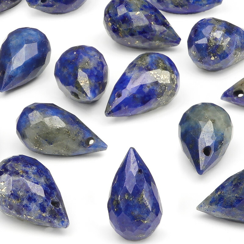 【粒販売】ラピスラズリ ドロップカット 9〜10mm【3粒販売】▽ ラズライト 瑠璃 青金石 Lapis lazuli 12月の誕生石 しずく 雫 粒売り 天然石 ビーズ パワーストーン パーツ アクセサリー 素材 材料画像