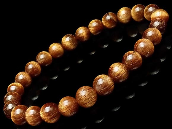 ブラウンルチルクォーツ 丸玉ブレス 6mm No.1【1点もの】▽ ルチル 針水晶 Rutilated quartz ブレスレット 数珠 ラウンド 天然石 ビーズ パワーストーン パーツ アクセサリー 素材 材料|BELLPIERI