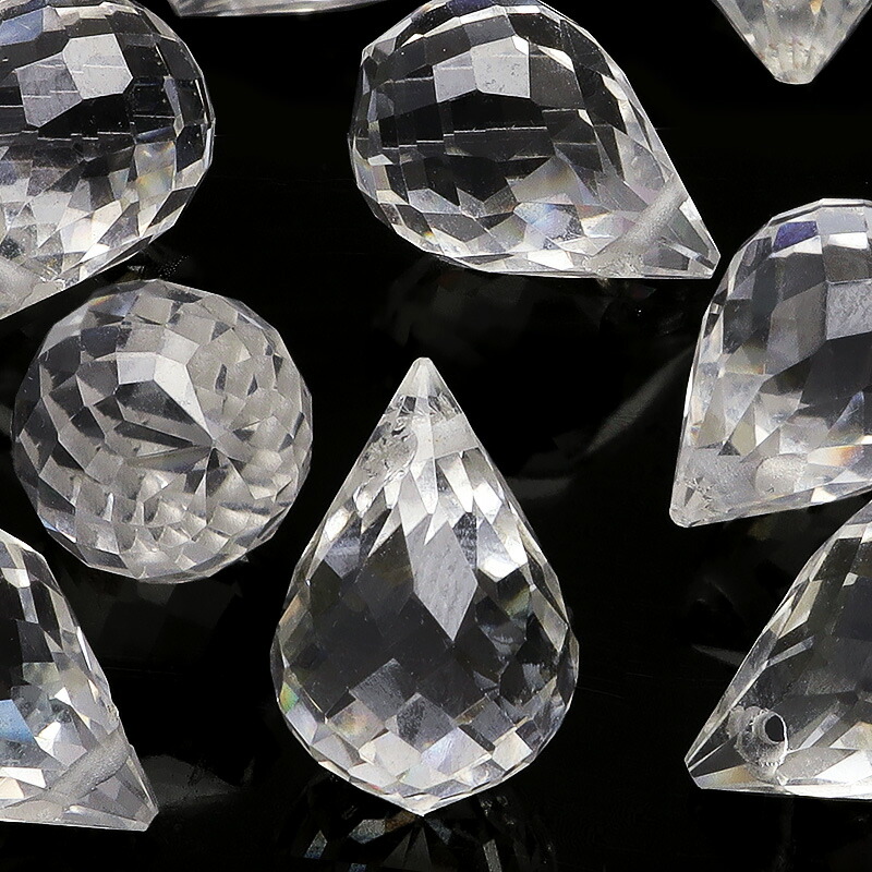 楽天市場】【粒販売】天然水晶 クリスタルクォーツ ドロップカット 10