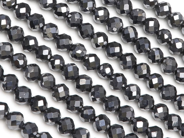 動画有　テラヘルツ　面カット　ビーズ　テラヘルツ鉱石　丸玉　素材　材料　テラヘルツ波　連売り　ケイ素　パーツ　パワーストーン　アクセサリー　3mm［プレミアムカット］【1連販売】▽　Terahertz