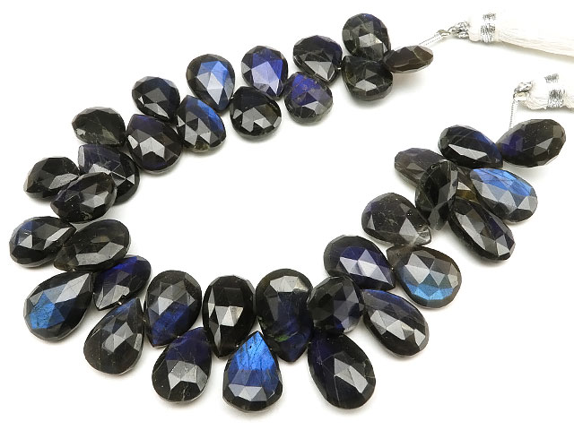 ブラックラブラドライト ペアシェイプカット 13～17mm【1点もの】▽ ラブラドレッセンス 曹灰長石 Labradorite しずく 雫 連売り 天然石 ビーズ パワーストーン パーツ アクセサリー 素材 材料