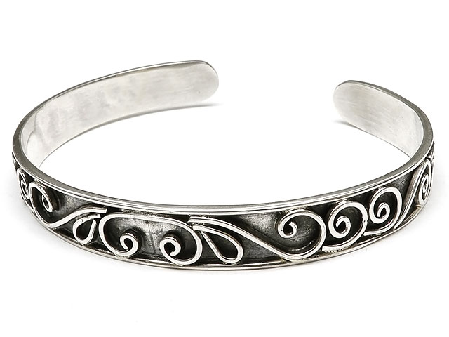 Silver 手作りハンドメイド シルバーブレスレット 925 透かし柄