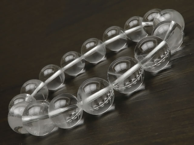 幻影水晶（ファントムクリスタル） 丸玉ブレス 13～14mm No.15【1点もの】▽ ファントムクォーツ 天然水晶 水精 石英 Crystal quartz 4月の誕生石 ブレスレット 数珠 ラウンド 天然石 ビーズ パワーストーン パーツ アクセサリー 素材 材料