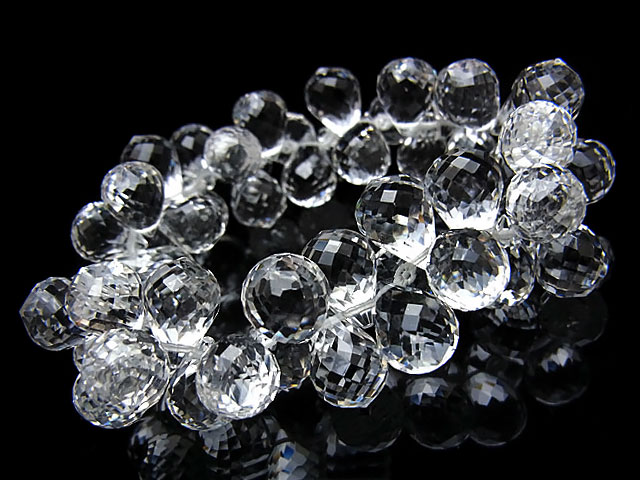 天然水晶 クリスタルクォーツ ドロップカットブレス 13×9mm［プレミアムカット］【1コ販売】▽ クリスタル 水晶 本水晶 ロッククリスタル 水精 石英 Crystal quartz 4月の誕生石 ブレスレット 天然石 ビーズ パワーストーン パーツ アクセサリー 素材 材料