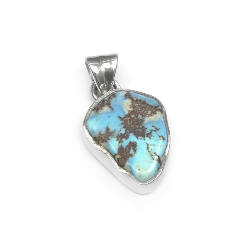 カザフスタンターコイズ ペンダントトップ No.4【1点もの】▽ ターコイズ スカイストーン トルコ石 Turquoise 12月の誕生石 ペンダント シルバー 天然石 ビーズ パワーストーン パーツ アクセサリー 素材 材料｜BELLPIERI
