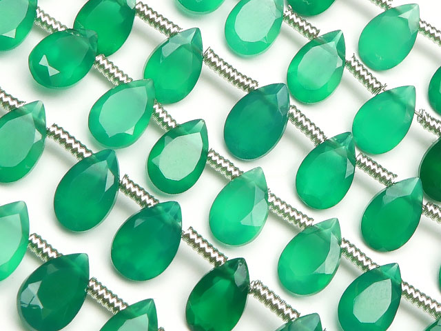 楽天市場】グリーンオニキス ペアシェイプカット 7～10mm【1連販売