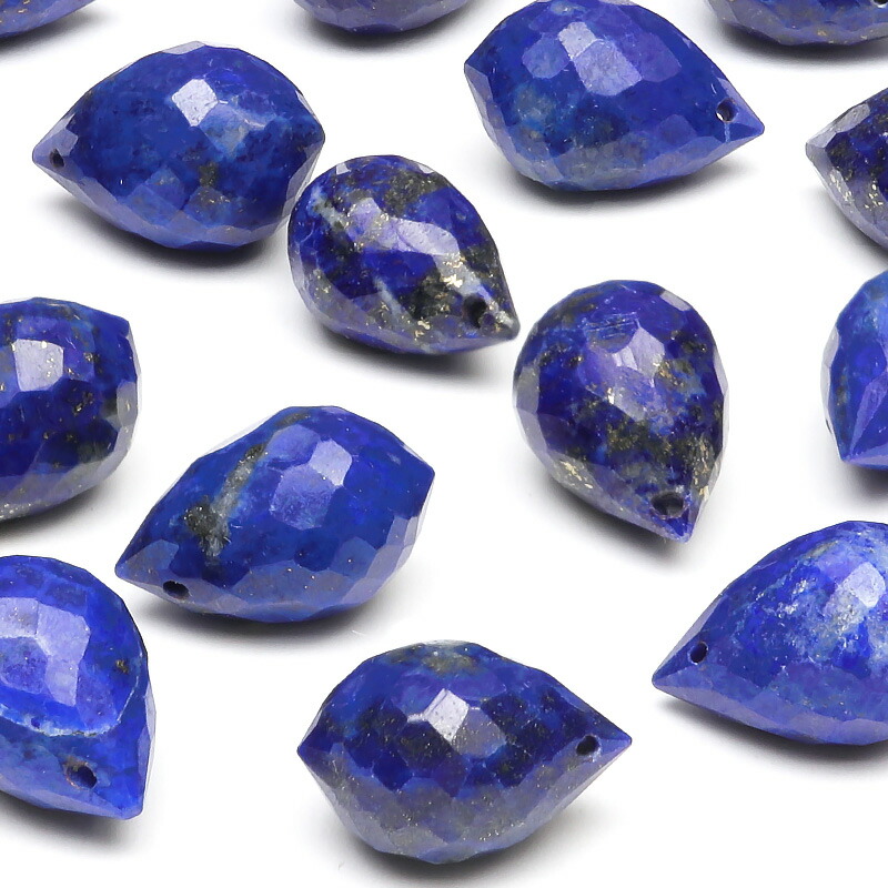 【粒販売】ラピスラズリ ドロップカット 10～11mm【3粒販売】▽ ラズライト 瑠璃 青金石 Lapis lazuli 12月の誕生石 しずく 雫 粒売り 天然石 ビーズ パワーストーン パーツ アクセサリー 素材 材料画像