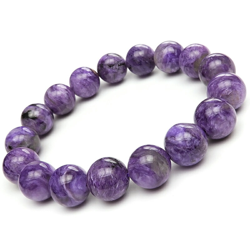 チャロアイト 丸玉ブレス 12mm No.5【1点もの】▽ チャロ石 Charoite 世界三大ヒーリングストーン ブレスレット 数珠 ラウンド 天然石 ビーズ パワーストーン パーツ アクセサリー 素材 材料