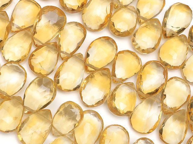 シトリン ペアシェイプカット 9～13mm 【1連販売】▽ シトリントパーズ 黄水晶 Citrine 11月の誕生石 しずく 雫 連売り 天然石 ビーズ パワーストーン パーツ アクセサリー 素材 材料