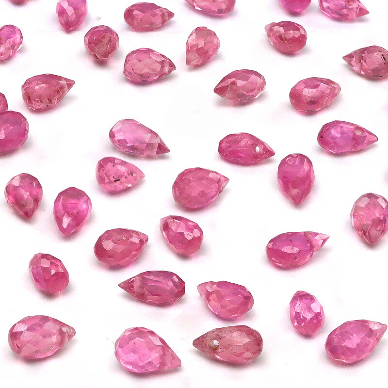 【粒販売】マダガスカル産 ピンクサファイア ドロップカット 4〜5mm【4粒販売】▽ サファイア サファイヤ 蒼玉 Sapphire 9月の誕生石 コランダム しずく 雫 粒売り 天然石 ビーズ パワーストーン パーツ アクセサリー 素材 材料画像