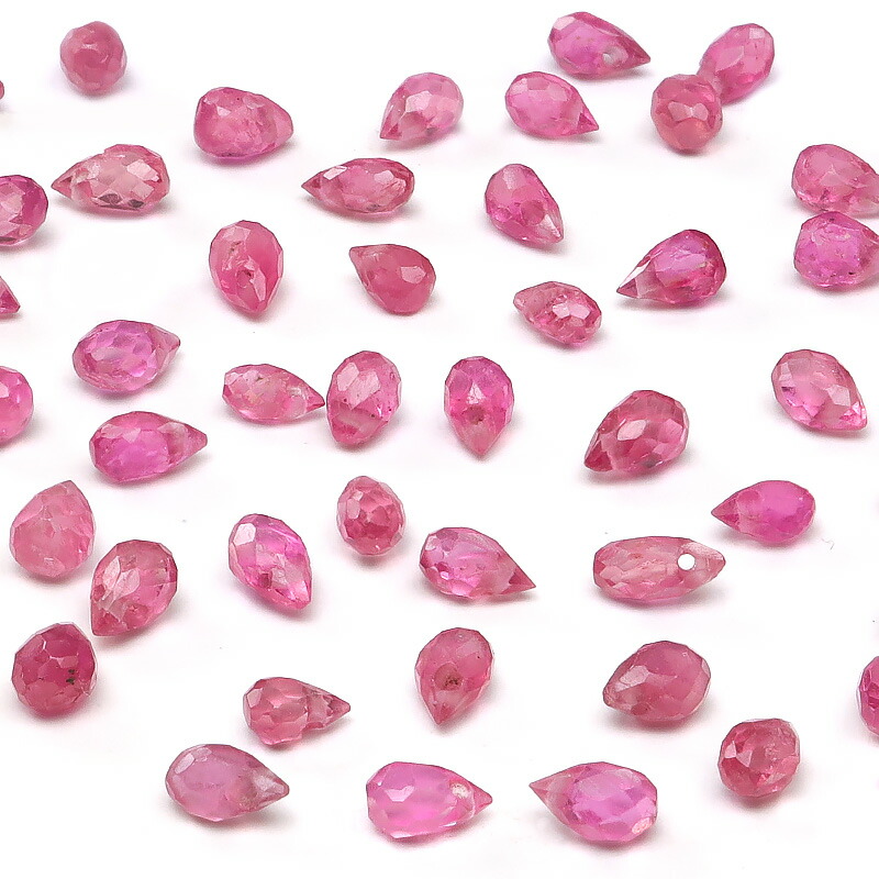 【粒販売】マダガスカル産 ピンクサファイア ドロップカット 3〜4mm【4粒販売】▽ サファイア サファイヤ 蒼玉 Sapphire 9月の誕生石 コランダム しずく 雫 粒売り 天然石 ビーズ パワーストーン パーツ アクセサリー 素材 材料画像