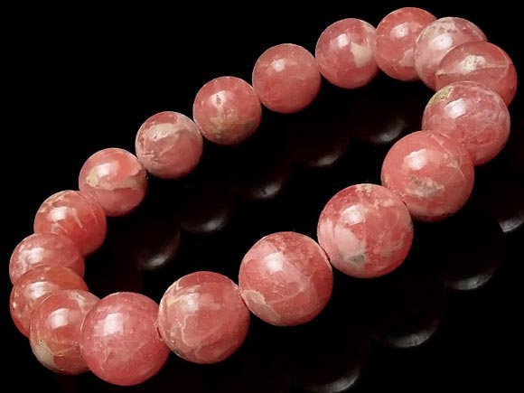 アルゼンチン産 インカローズ 丸玉ブレス 11mm No.62【1点もの】▽ ロードクロサイト 菱マンガン鉱 Incarose Rhodochrosite ブレスレット 数珠 ラウンド 天然石 ビーズ パワーストーン パーツ アクセサリー 素材 材料