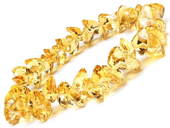 シトリン ハートカット 10mm［ファセットカット］【1コ販売】▽ シトリントパーズ 黄水晶 Citrine 11月の誕生石 連売り 天然石 ビーズ パワーストーン パーツ アクセサリー 素材 材料