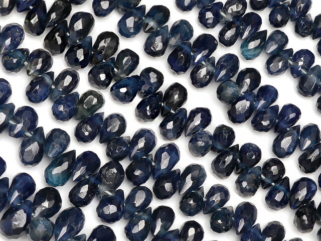 サファイア ドロップカット 3～4mm【1連販売】▽ サファイヤ 蒼玉 Sapphire 9月の誕生石 コランダム しずく 雫 連売り 天然石 ビーズ パワーストーン パーツ アクセサリー 素材 材料画像