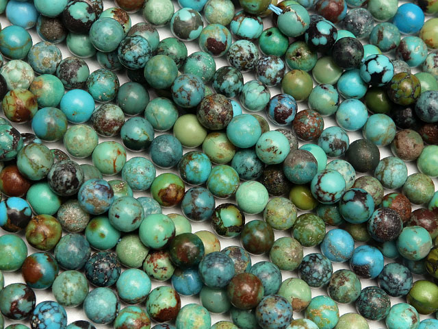 ターコイズ 丸玉 4mm▽ トルコ石 スカイストーン Turquoise 12月の誕生石 ラウンド 丸ビーズ 連売り 天然石 ビーズ パワーストーン パーツ アクセサリー 素材 材料