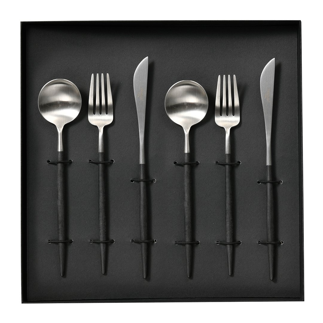 Cutipol(クチポール) GOA(ゴア) デザートセット Black×Silver 【専用化粧箱入り】ステンレス鋼 GOA(ゴア)シリーズ 送料無料 父の日 お中元 御中元|CONCENT カタログギフトと内祝い