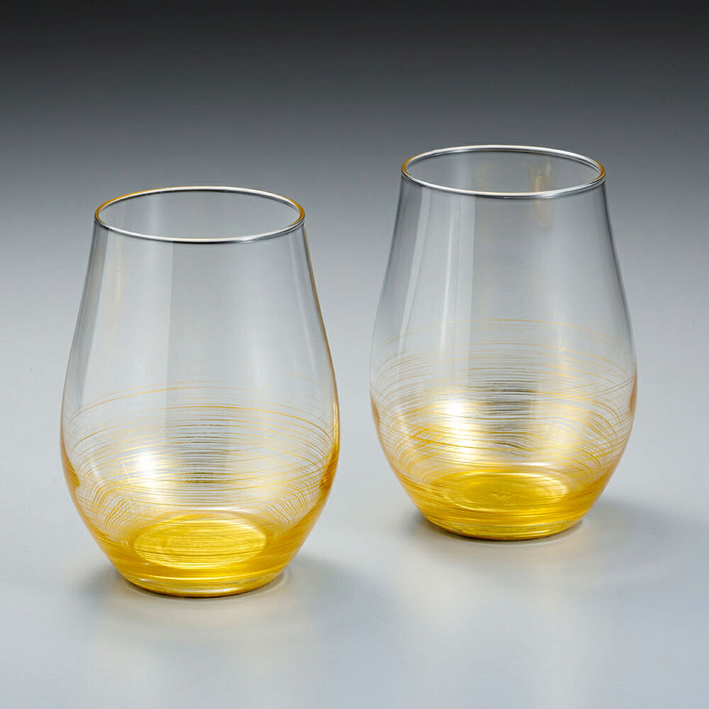 箔一(HAKUICHI) 千筋 吟醸グラス 2個 贈り物 ギフト プレゼント 金箔 ガラス 手作り 来客用 グラス ガラス食器 内祝 御祝 誕生日 結婚祝い 日本酒 ウイスキー コップ 送料無料