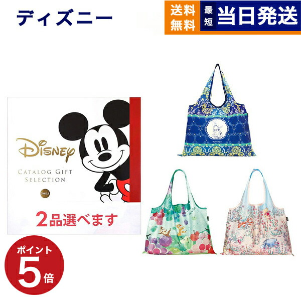 2品選べる ディズニー カタログギフト(SMILEコース) + 2WAY Shoppingbag カタログギフト 送料無料 お祝い 出産 男の子 女の子 双子 ギフト おもちゃ 出産祝い ギフトカタログ ベビー ママ 2つ選べる おしゃれ ブランド ゴルフコンペ 9000円コース お歳暮 お年賀画像