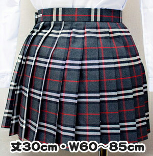 取り寄せ グレー×赤 チェック柄 プリーツスカート 30cm丈 W60～85 No.7301 制服 ミニスカート スカート レディース 膝上丈 アジャスター付き wsk-11 JC JK スクール 学校 通学 女の子 かわいい ポリエステル レーヨン コスチューム 国内生産 衣装 本格 学生 日本製