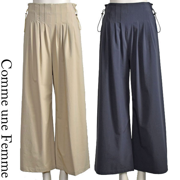 【40%OFF】ワイド パンツ レディース 接触冷感 ウエストゴム Comme une Femme ベージュ ネイビー きれいめ おしゃれ【40代 50代 ファッション】 11,220円