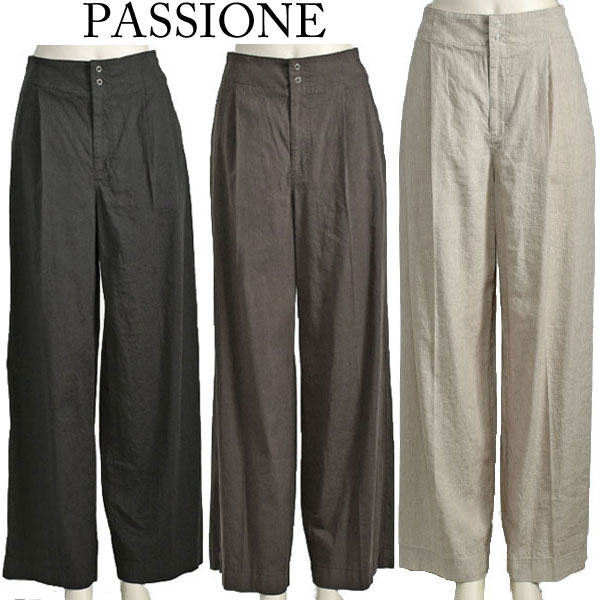 【30%OFF】パシオーネ リネン タック 広広とした ズボン下 レディース 伸ばすこと ベージュ 赤銅色 黒いこと 黒 美脚 今めかしい【40代 50代 流行り物】