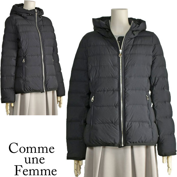 【40%OFF】落ち込む 上衣 レディース 伸ばすこと Comme une Femme ボンネット 黒 黒いこと 心ゆかしい 今めかしい 飛び切り 厚地の外套【40代 50代 流行り物】