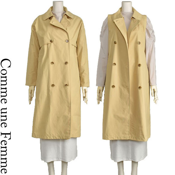 【40%OFF】トレンチ コート レディース 春 ロング ジレ Comme une Femme きれいめ イエロー 羽織もの 着心地満点 アウター【40代 50代 ファッション】