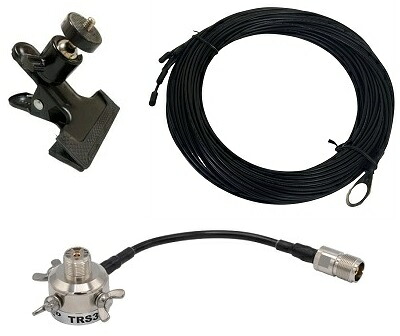 第一電波工業 TRS3 カメラ三脚用取付金具 アース取付用蝶ネジ付 + OHM-CGW55A 自宅用ラジアルケーブル + DOKODEMOクリップ