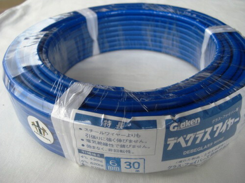 グラスファイバー工研　デベグラスワイヤー6φ30m(青)