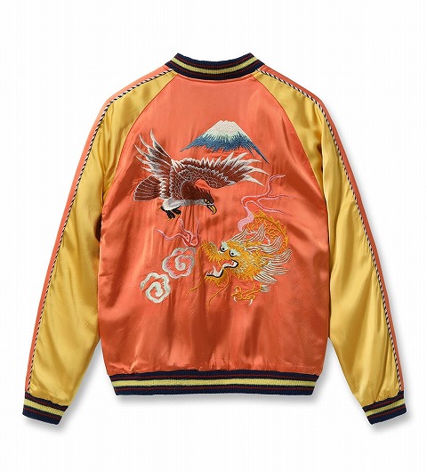 テーラー東洋[TAILOR TOYO] スカジャン TT15911 港商 スペシャルエディション EAGLE ＆ DRAGON × JAPAN MAP 鷲 龍 イーグル ドラゴン 日本地図 東洋エンタープライズ (オレンジ) 送料無料 代引き手数料無料