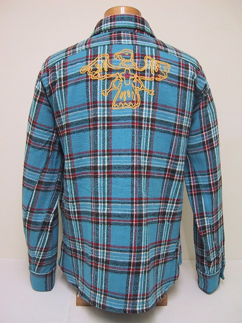 BLUE BUCK[青みうしろ側] フランネルプルオーバー W/EMB\u0027D HS85NH-5B (BLUE)