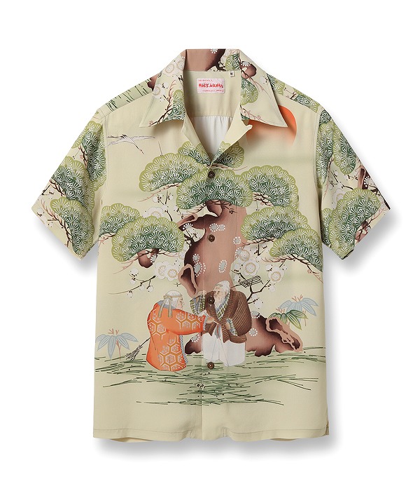 SUN SURF[サンサーフ] アロハシャツ SS39231 FLOWER BLOOMING FOLKTALE スペシャルエディション 能 高砂 和柄 (ベージュ) 送料無料 代引き手数料無料｜American Clothing Cream