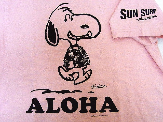 楽天市場 Sun Surf サンサーフ Peanuts ピーナッツ Tシャツ スヌーピー Snoopy Ss Aloha ピンク American Clothing Cream