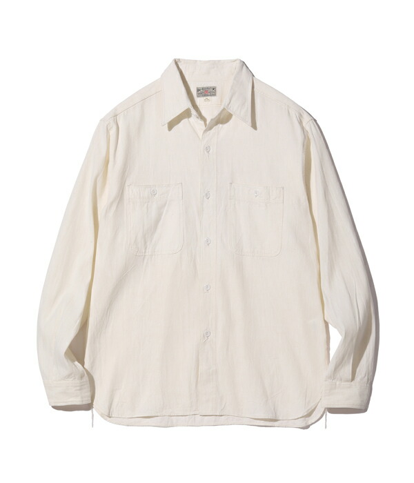 Buzz Rickson's[バズリクソンズ] シャンブレーシャツ BR25996 長袖 WHITE CHAMBRAY WORK SHIRT 白シャンブレー (オフホワイト)