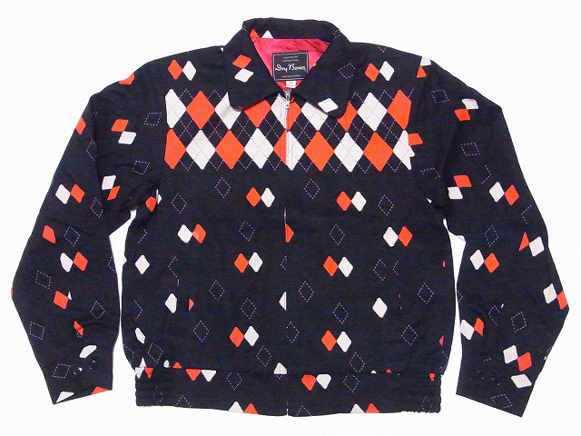Dry Bones[ドライボーンズ] ギャバジンジャケット Border Argyle DJ-1210 ギャバジャン ボーダー アーガイル Gabardine Jacket (ブラック) 送料無料 代引き手数料無料