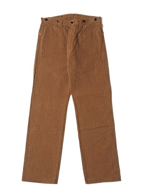 WAREHOUSE[ウエアハウス] ワークパンツ 1229 1900 4POCKET HEAVY LEATHER BOUND OVERALL 4ポケット ウエストオーバーオール ブラウンダック (ダックストライプ/NON-WASH) 送料無料 代引き手数料無料