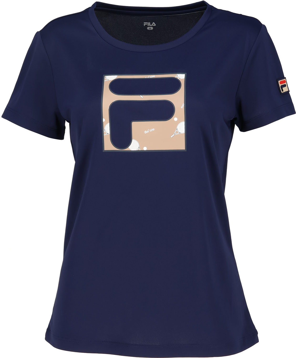 メッシュ テニスTシャツ ストライプ柄 ロゴアップリケ付き δ imgrc0105145807.jpg