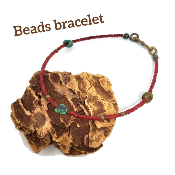 楽天市場】ブレスレット 極小 赤ビーズ ブレス （ Mサイズ ） 素材