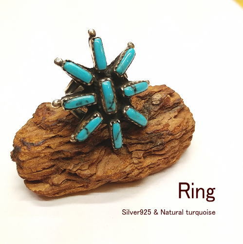 ring-1ターコイズ リング(指輪)Silver925【ハンドメイド】インディアンスタイル アクセサリー メンズ レディース 兼用 ギフト プレゼントにも