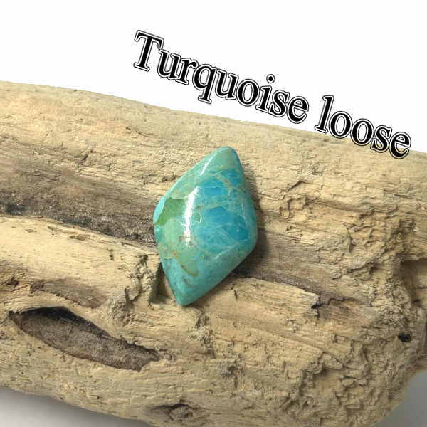 tru-43 ブルーグリーンターコイズ ルース Turquoise【産地不明】ターコイズ カボション アクセサリー/材料/彫金/コレクション