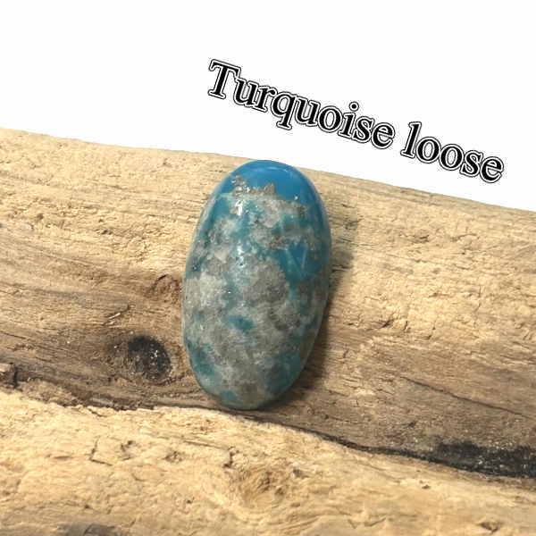 tru-46 ブルーターコイズ パイライト ルース Turquoise【産地不明】ターコイズ カボション アクセサリー/材料/彫金/コレクション