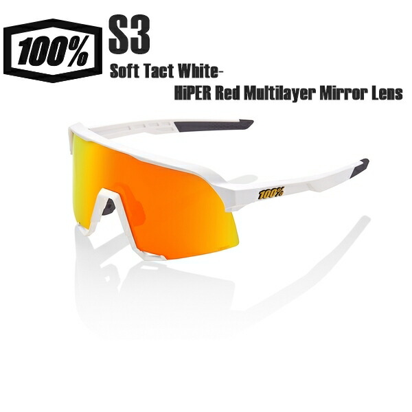100% ワンハンドレッド S3 Soft Tact White-HiPER Red Multilayer Mirror Lens 黒眼鏡 運動競技黒眼鏡 銀輪 ベイスボール