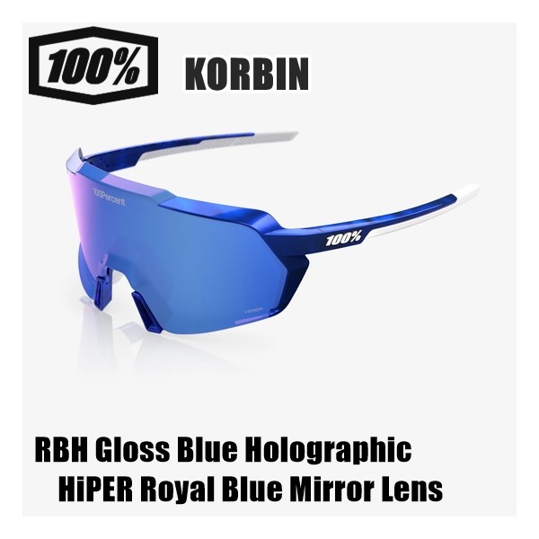 100% ワンハンドレッド KORBIN RBH Gloss Blue Holographic HiPER Royal Blue Mirror Lens 黒眼鏡 運動競技 銀輪 ベイスボール