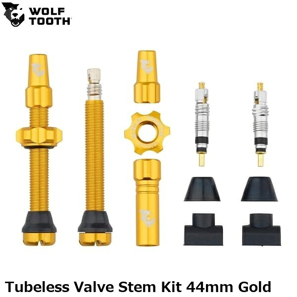 WOLF TOOTH ウルフトゥース Tubeless Valve Stem Kit 44mm Gold 自転車バルブキャップ