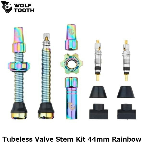 WOLF TOOTH ウルフトゥース Tubeless Valve Stem Kit 44mm Rainbow 自転車バルブキャップ