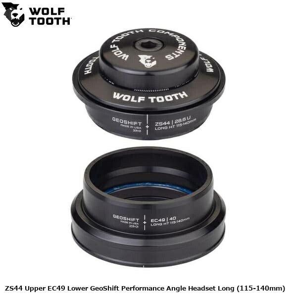 WOLF TOOTH ウルフトゥース ZS44 Upper EC49 Lower GeoShift Performance Angle Headset Long (115-140粍) 銀輪 頭顱部分品