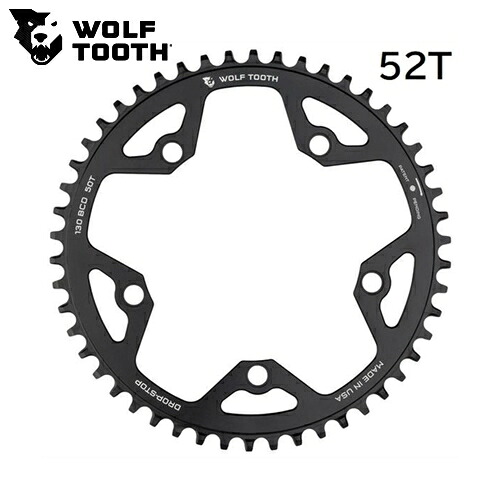 WOLF TOOTH ウルフトゥース 130 BCD 5 Bolt Chainring 52T compatible with SRAM Flattop 自転車 チェーンリング|サイクルロード
